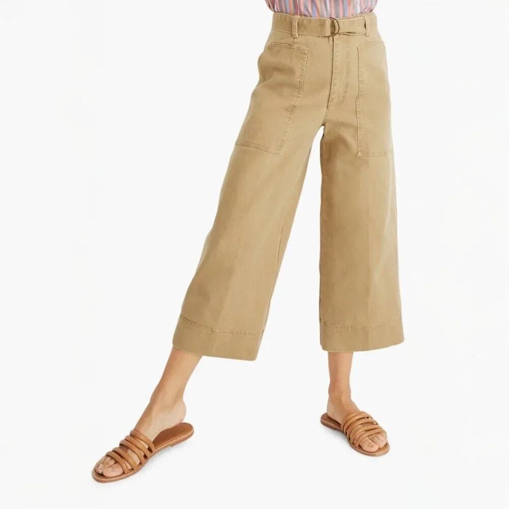 Madewell Utility Crop Wide Leg Belted Pants High Rise in Beige Camo Women's 24